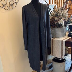 Old Navy Dark Gray Button-Front Duster-Length Cardigan